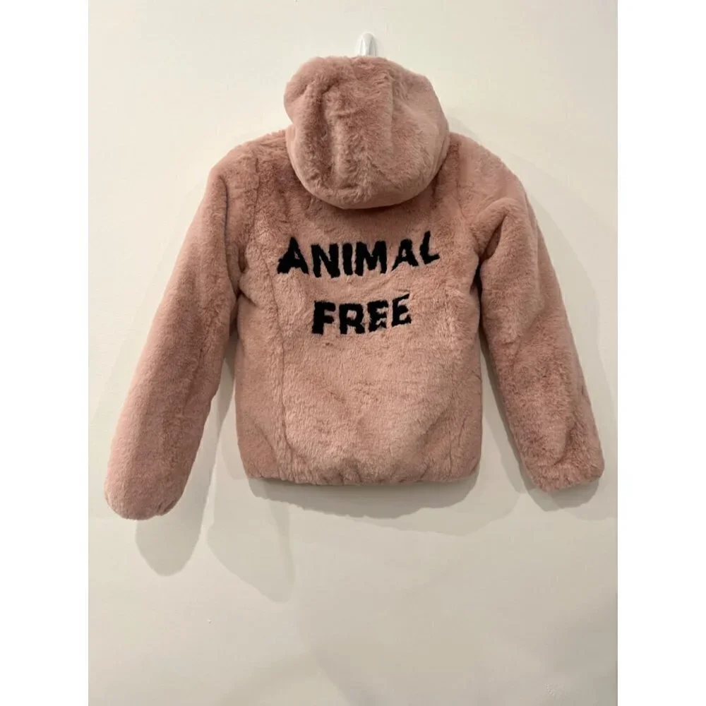 NWT Save The Duck Girls' Size 12 Chloe Reversible Quilted & Faux Fur Jacket Pink